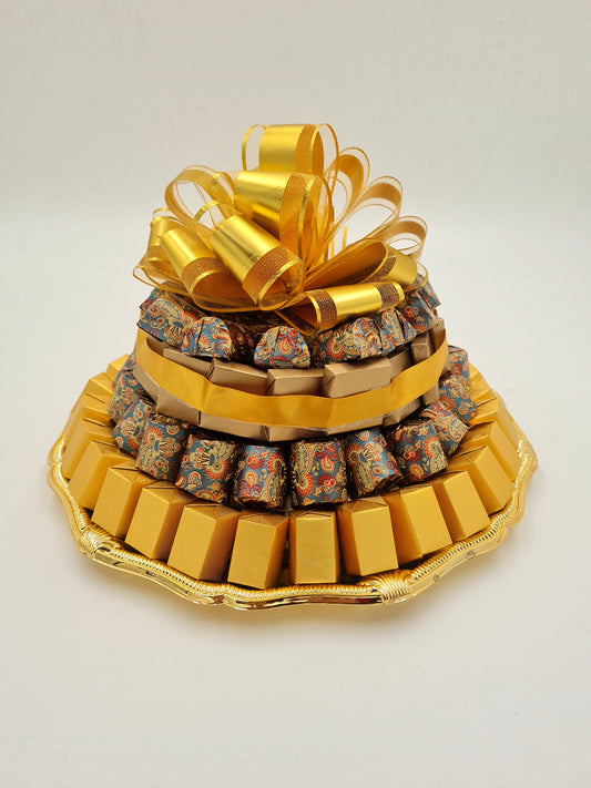 Gold And Kashmiri Round Plate Chocolates